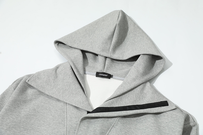 Oversized Urban Plain Long Sleeve Hook-and-Loop Collar Hoody
