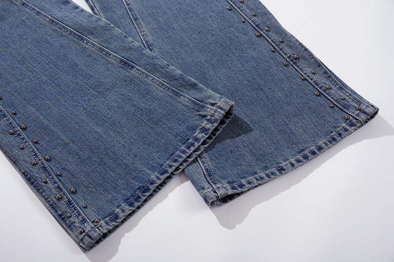 Vintage Deconstructed Patchwork Denim Pants Unisex Street Washed Loose Wide-Leg Tapered Casual Trousers