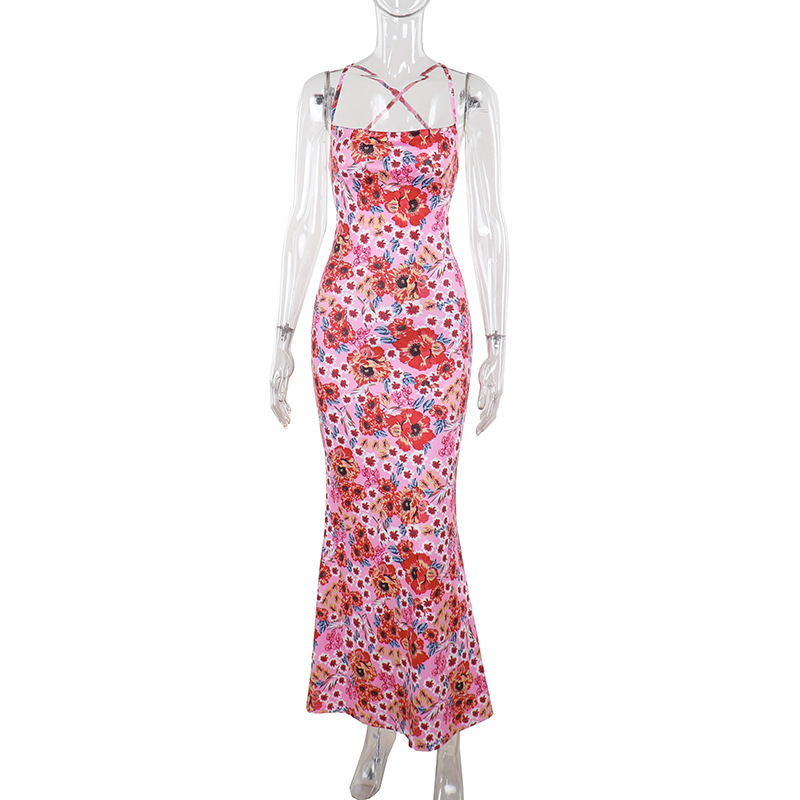 Vibrant Floral Sleeveless High-Waist Pencil Maxi Dress