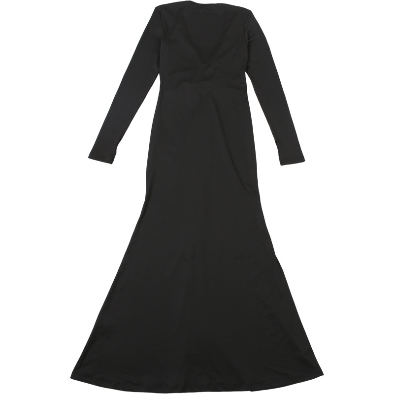 Plunging Cutout High-Waist Full-Sleeve Pencil Dress