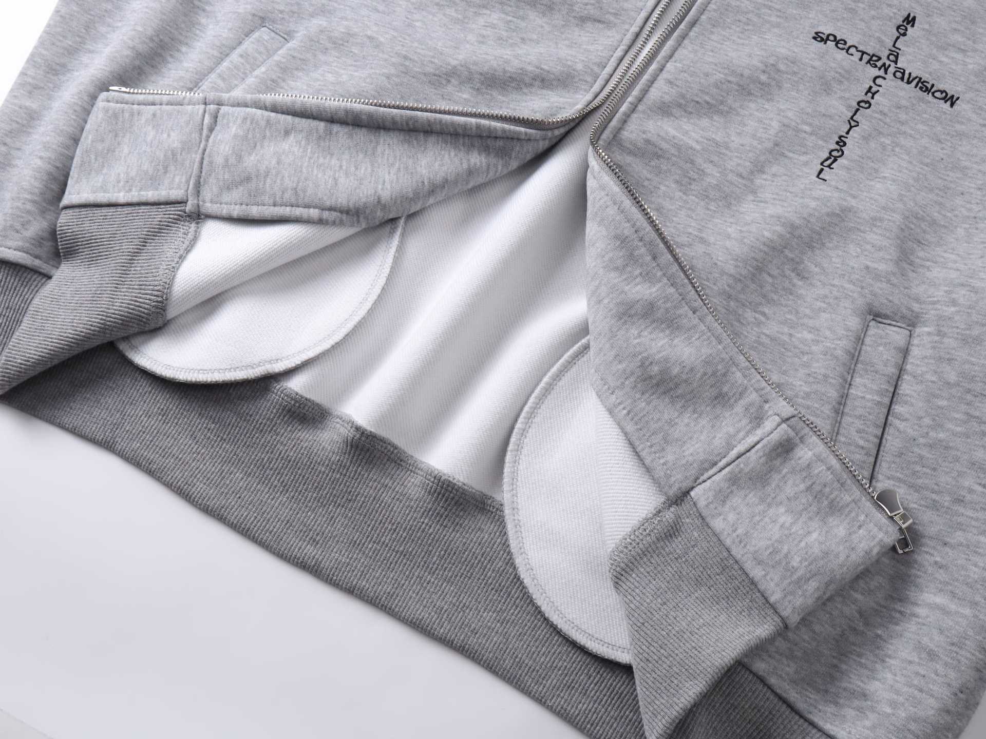 American Retro Loose Fit Geometric Zip Hoodie