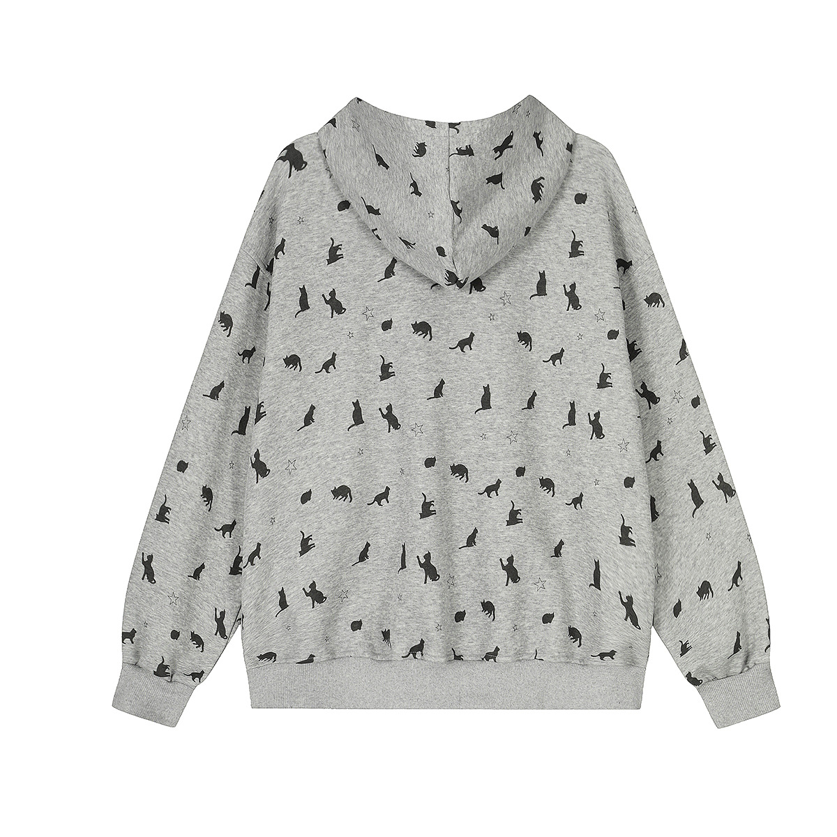 Cat printed zipper hoodie