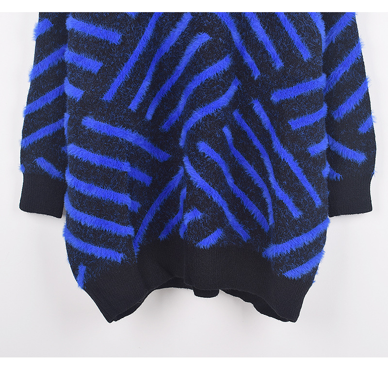 Ladies Oversized Colorblock Mock Neck Sweater