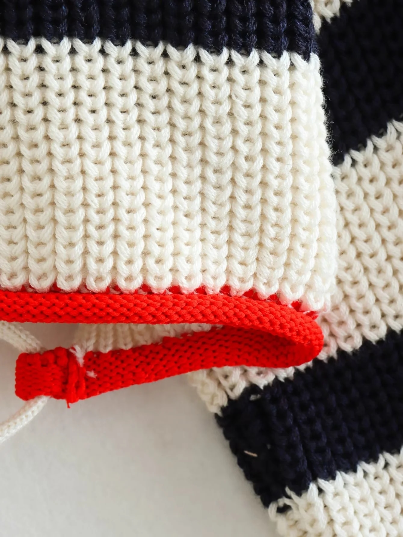 Women's Striped Knit Crewneck Open Back Wrist-Length Sweater