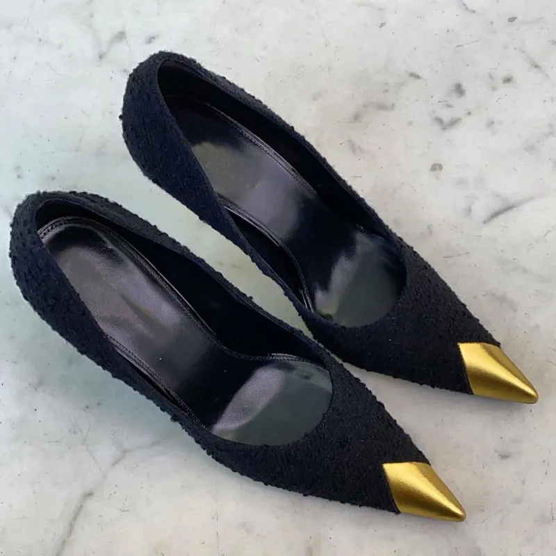 New Metal Pointed Toe Pumps Women Sexy Super Stiletto High Heels Fashion Party Wedding Shoes Women Leather femmes chaussures