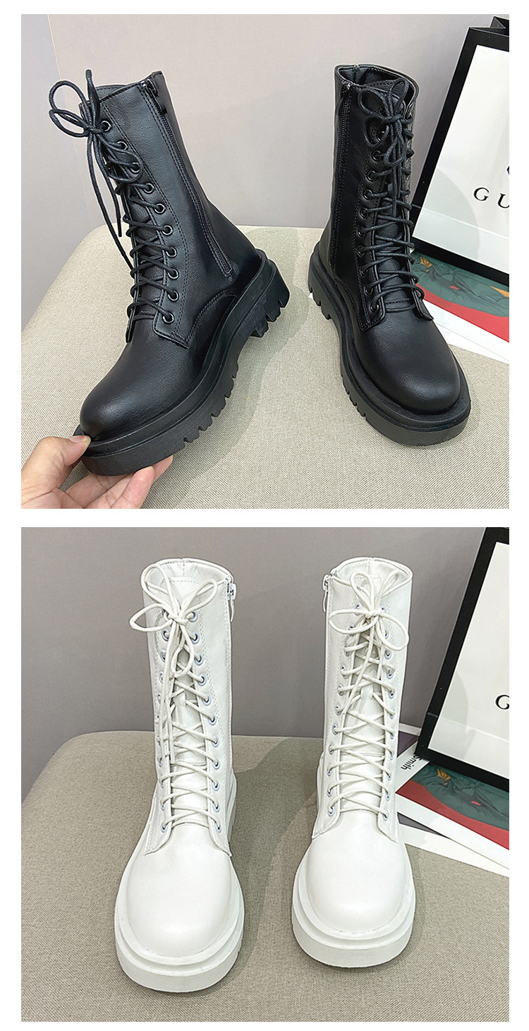 Autumn and Winter British Style New Knight Martin Boots Women's Over Knee Thick Bottom Zipper Mid length Boots Single Boots Women's