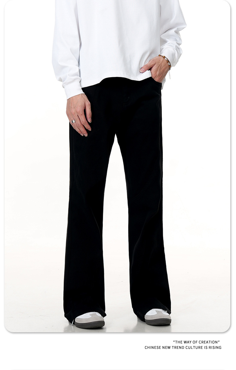 Retro Trendy Loose Fit Casual Simple Cleanfit Slimming Long Trousers