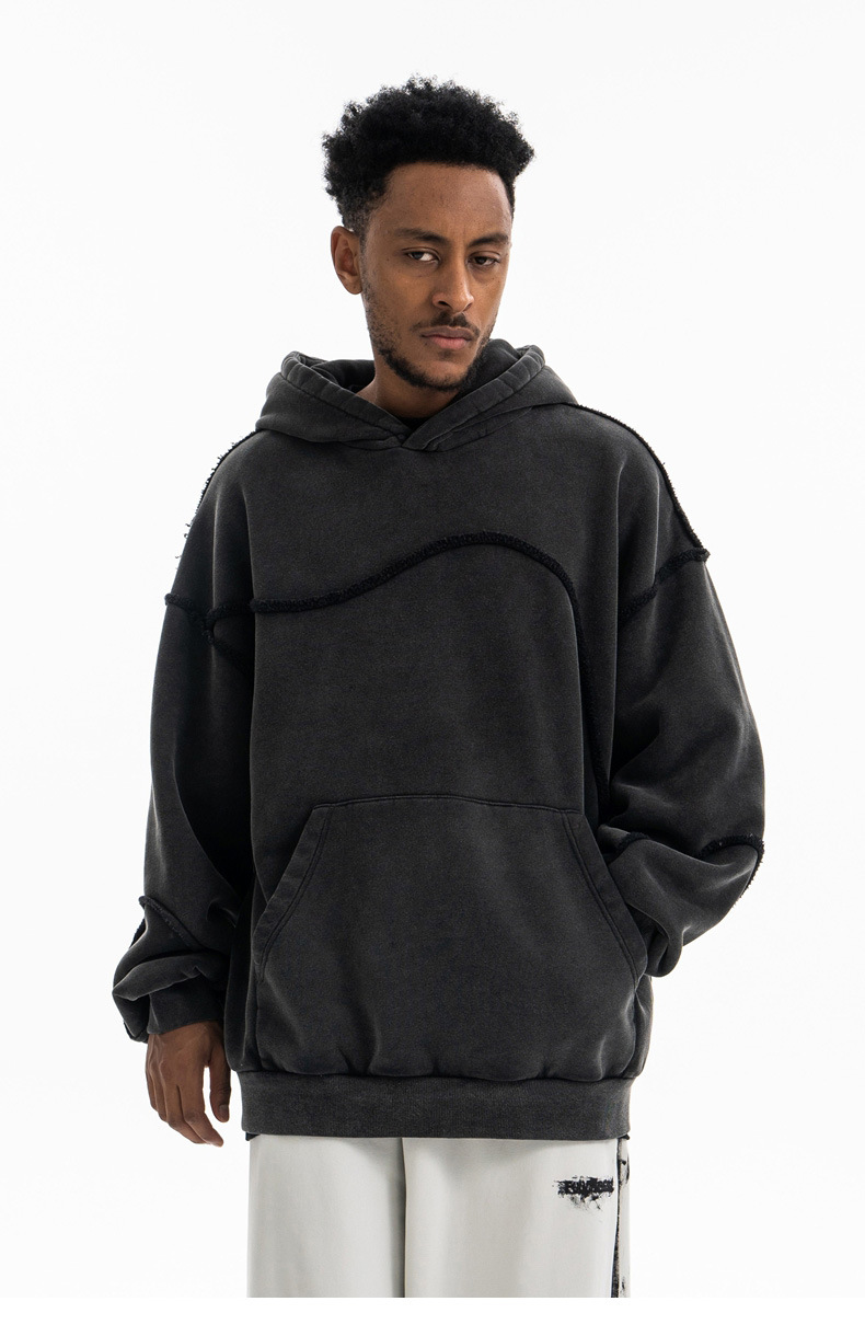 Cotton Paneled Exposed Seam Hoodie