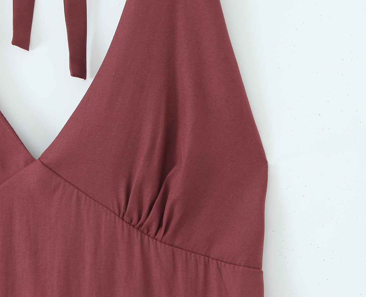 Burgundy Rayon Halter Mini Skirt