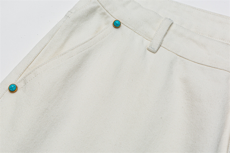 Solid Color Straight Leg Regular Waist Button Casual Regular Fit