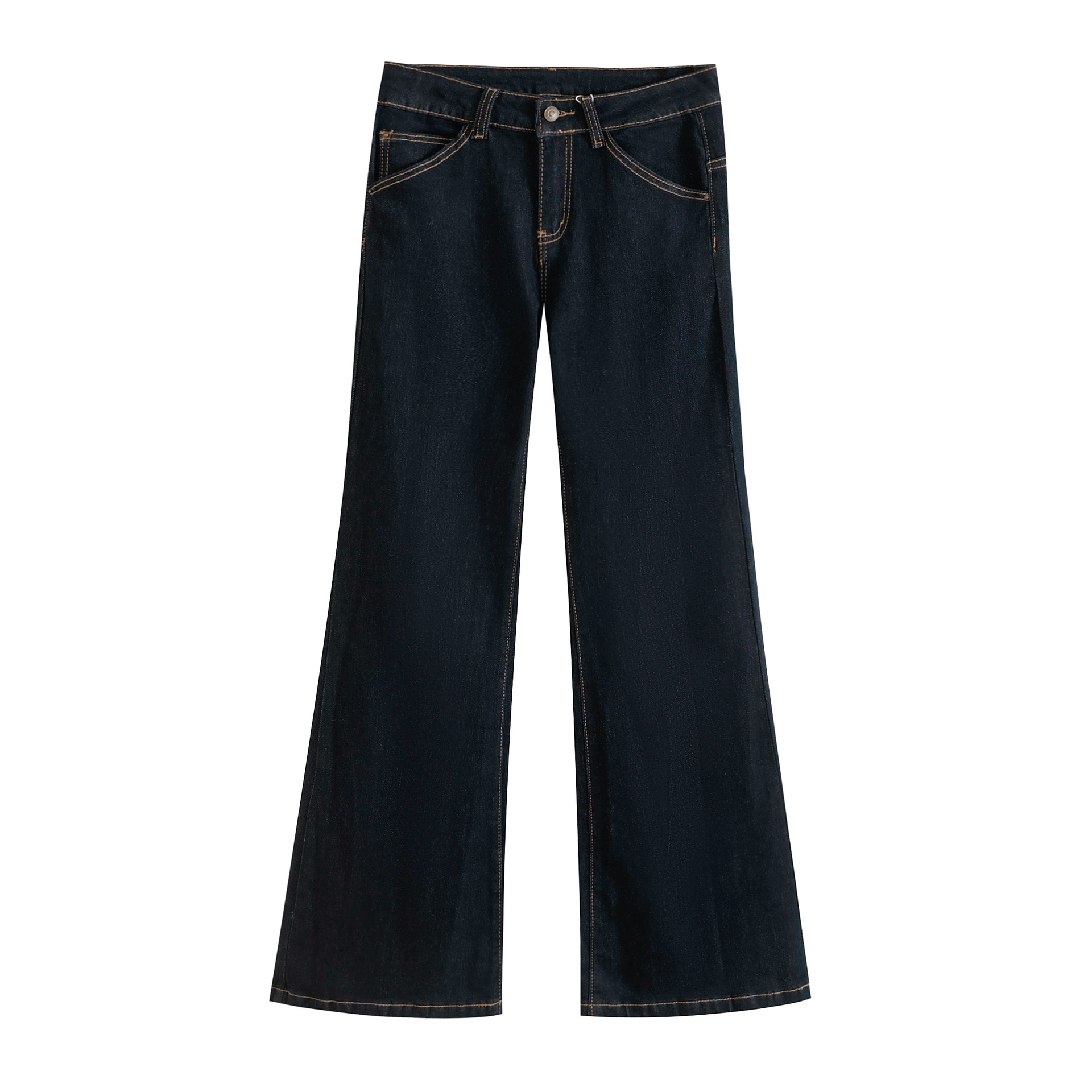 Retro back pocket patchwork open line casual flared pants jeans