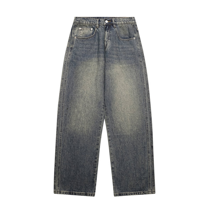 Relaxed Straight Leg Wide Leg Jeans Men Casual Pants