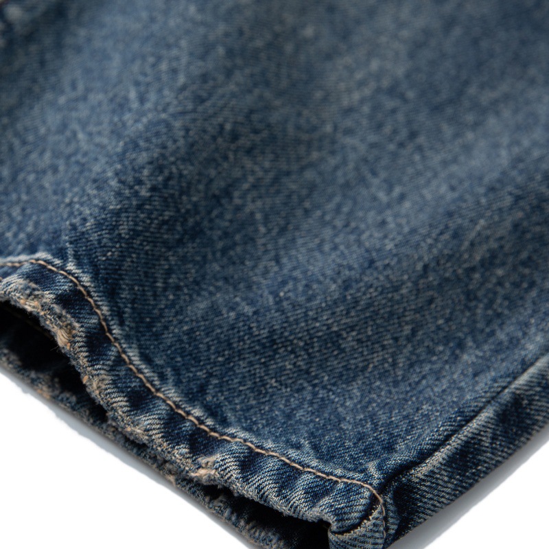 Cat-Scratch Structured Cut Casual Versatile Washed Denim Pants Men