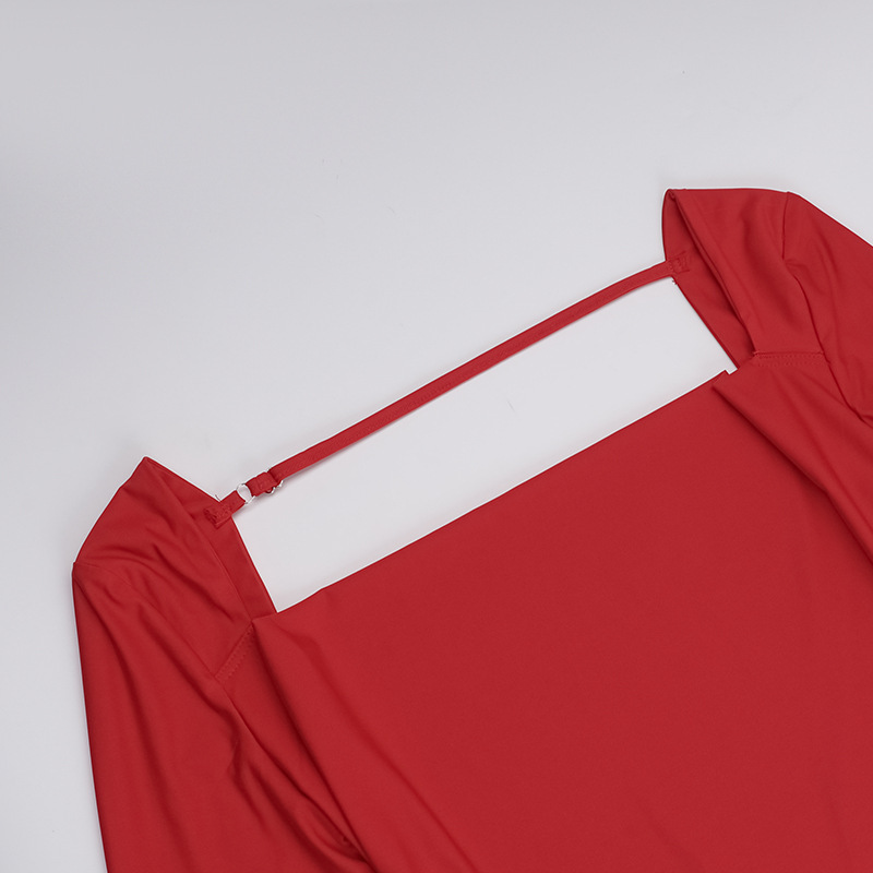 Full Sleeve V-Neck Bow Back Pencil Dress