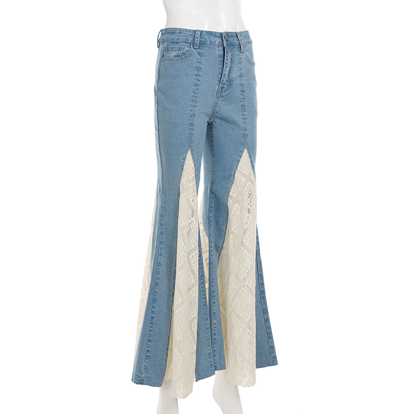 French versatile lace patchwork retro flared pants
