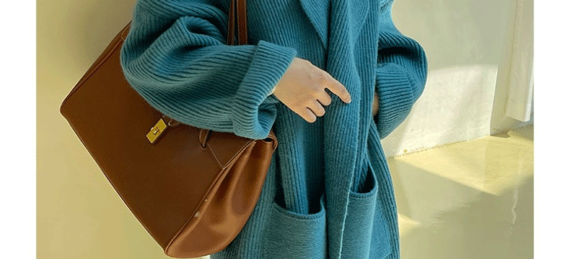 Wool Blend Oversized Collar Cardigan