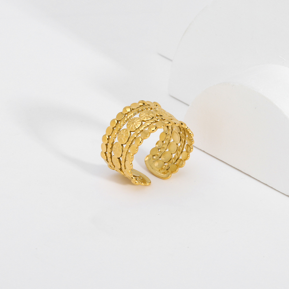 Steel Rings For Women Men Gold Color Hollow Wide Ring Female Male Party Finger Jewelry Gift Trend Free Shipping