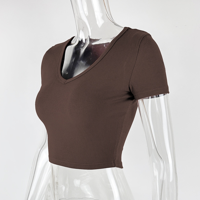 Sexy V-neck short sleeved top