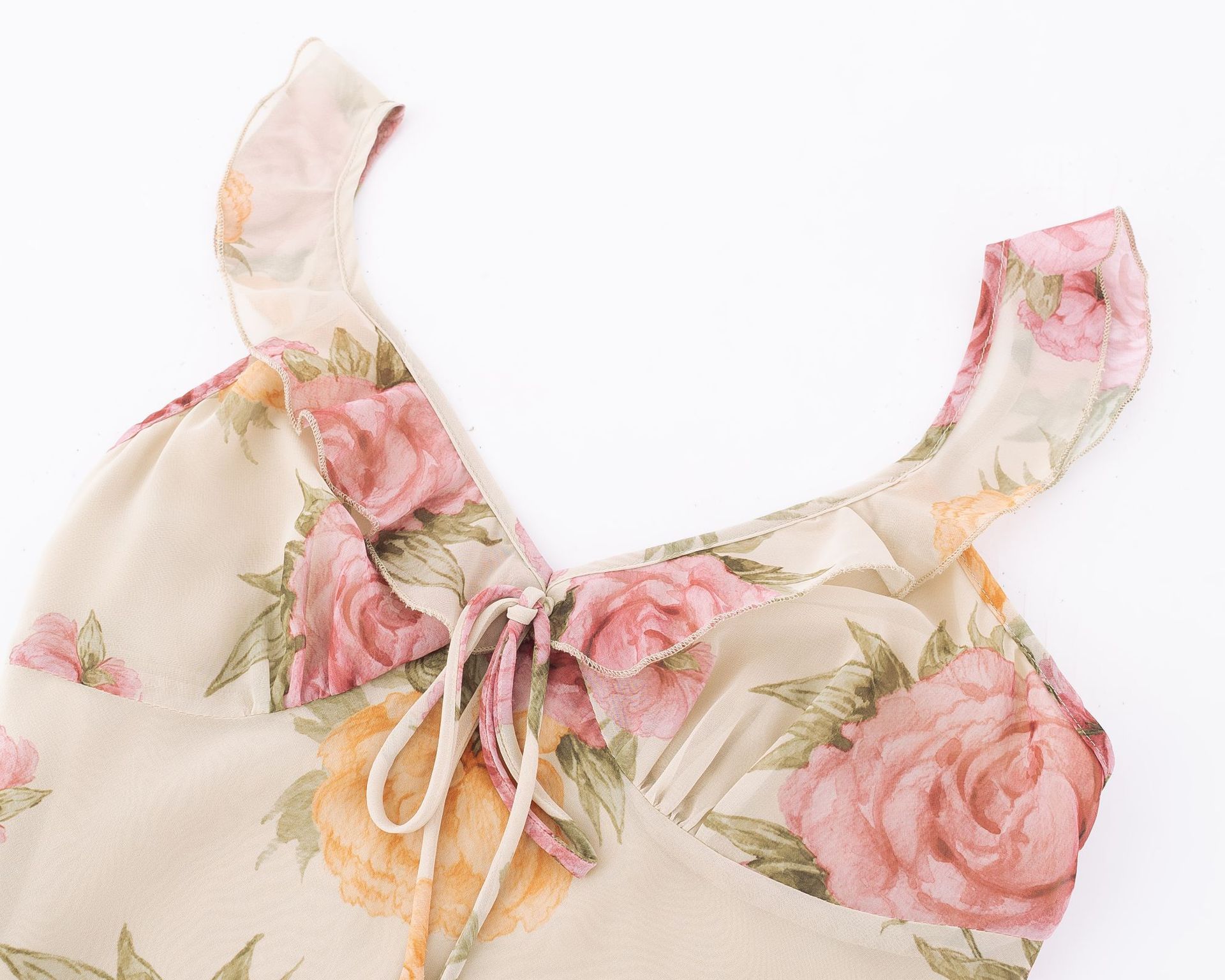 Floral Print V-Neck Low Chest Dress