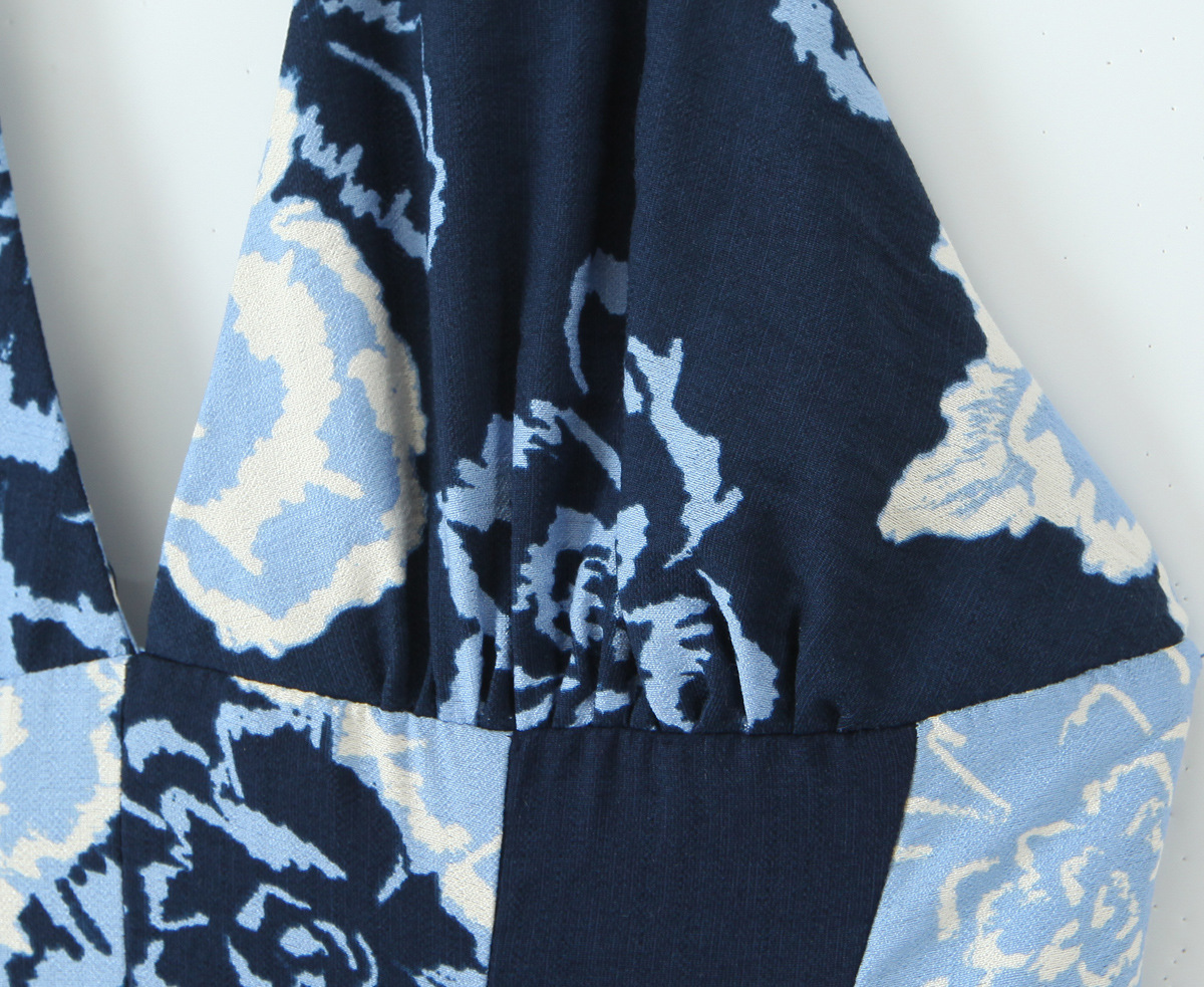 Women's Clothing Printed Halter Neck Midi Dress