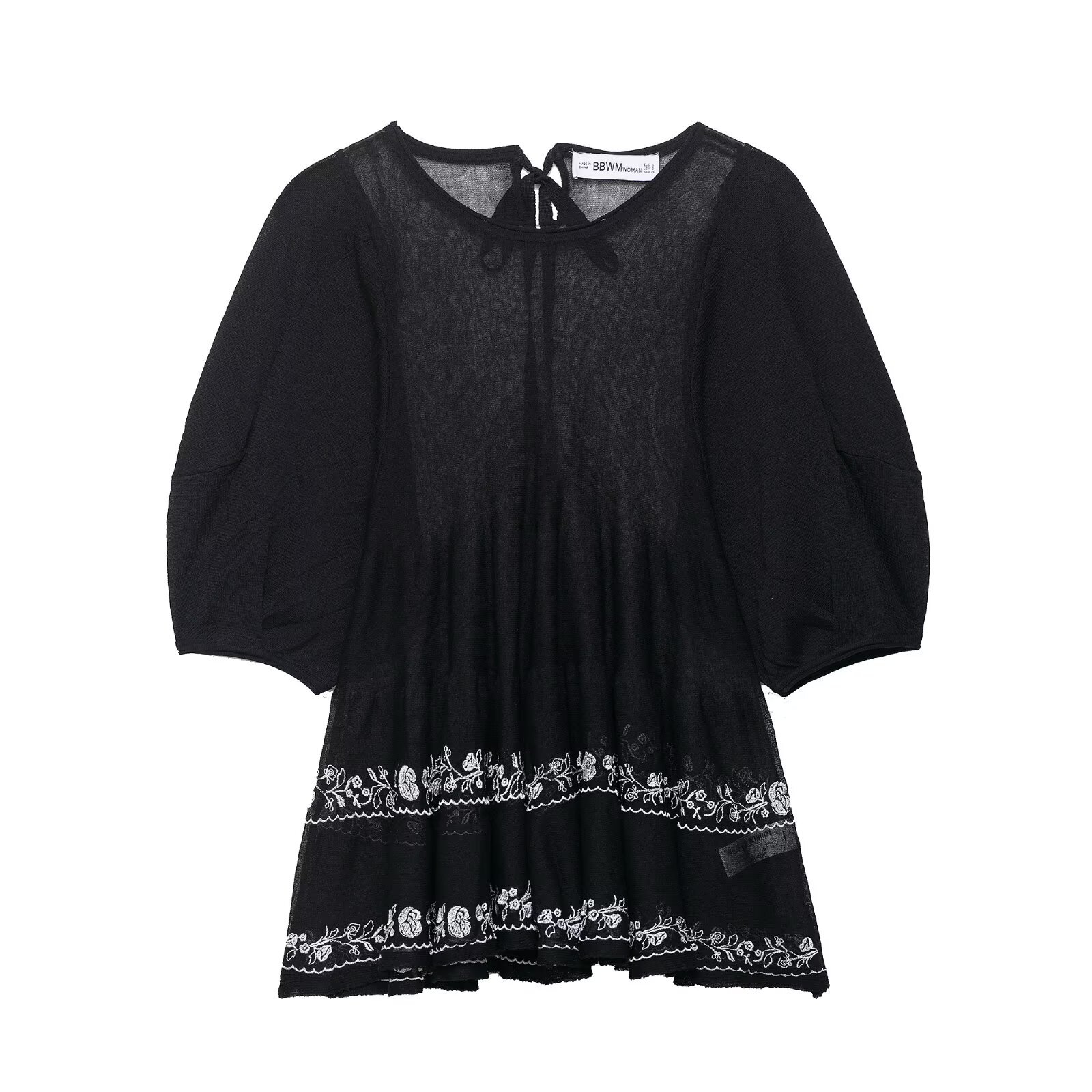 Women's Fashion Casual Embroidered Fine Knit Long Shirt