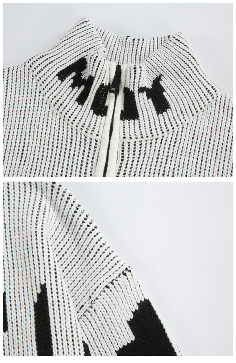 Japanese Fresh Oversized Funnel Neck Zipper Lettering Sweater