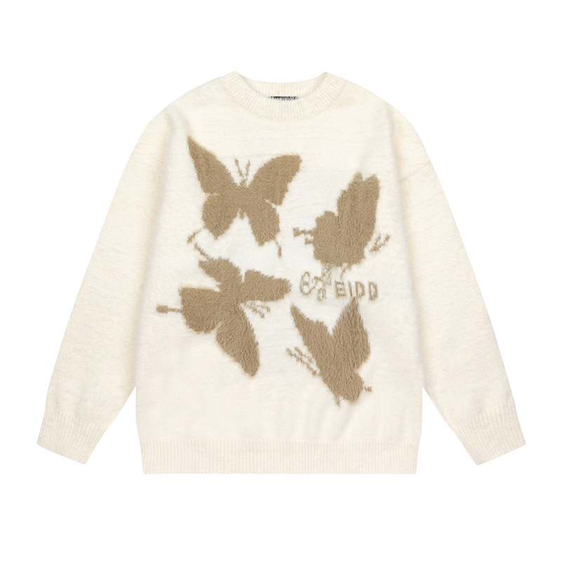Japanese Workwear Wing Motif Crew Collar Sweater