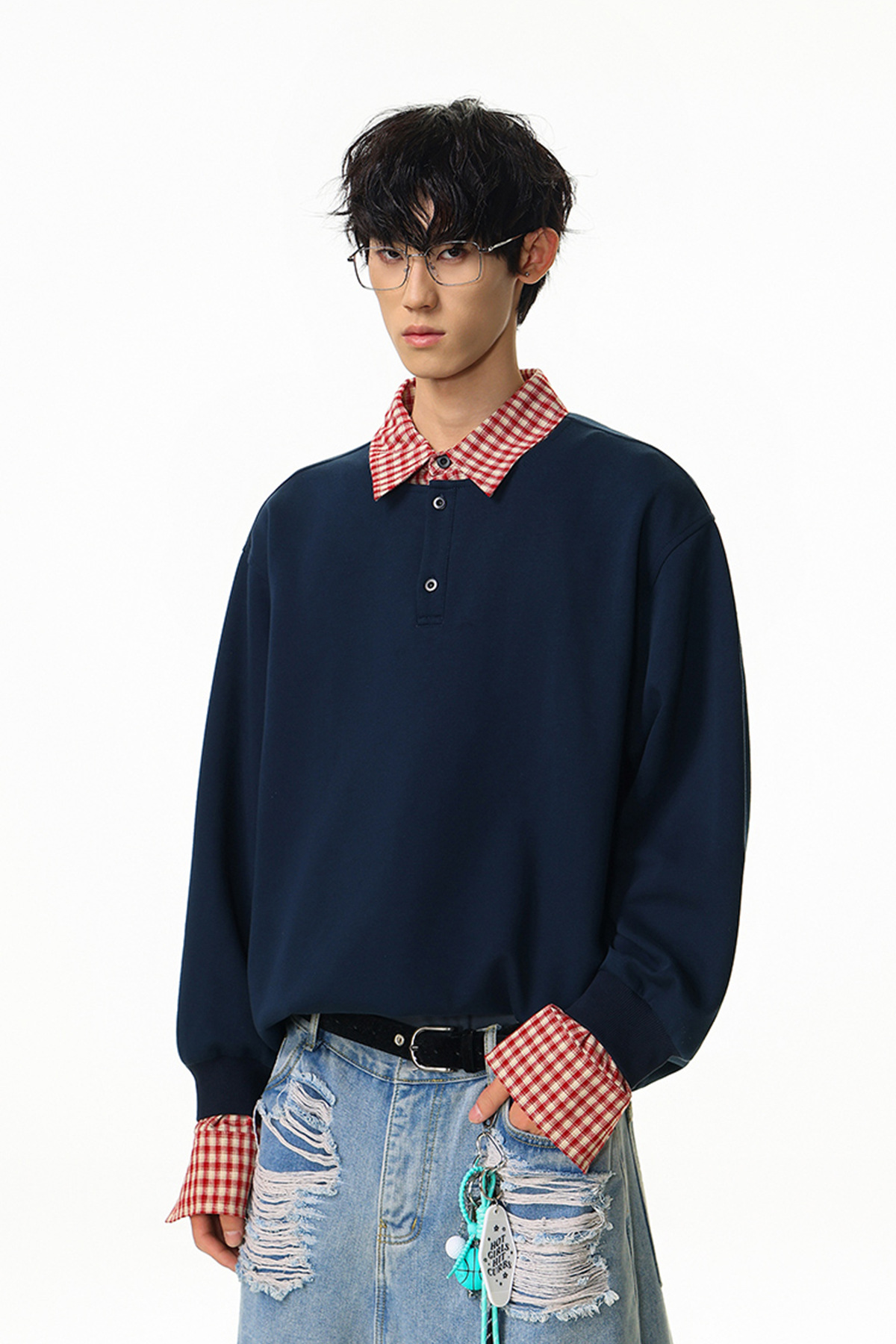 Solid Faux Layered Hoodie