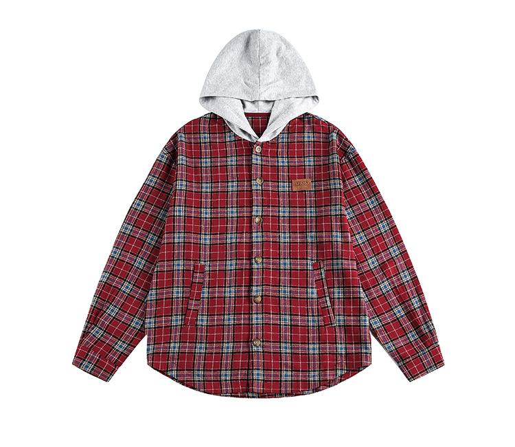 Loose Fit Checked Hood Shirt