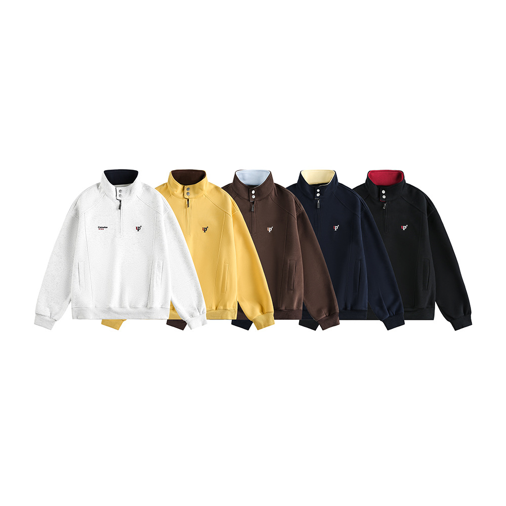 American Trend Partial Zipper Long Sleeve Sweatshirt