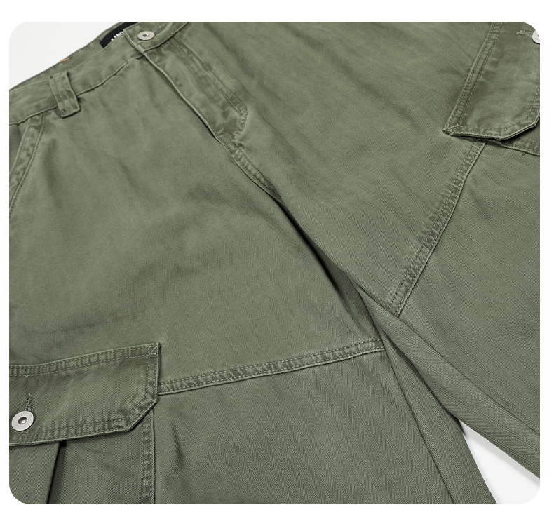 Multiple Pockets Designed Slimming Loose Fit Wide-Leg Tapered Pants