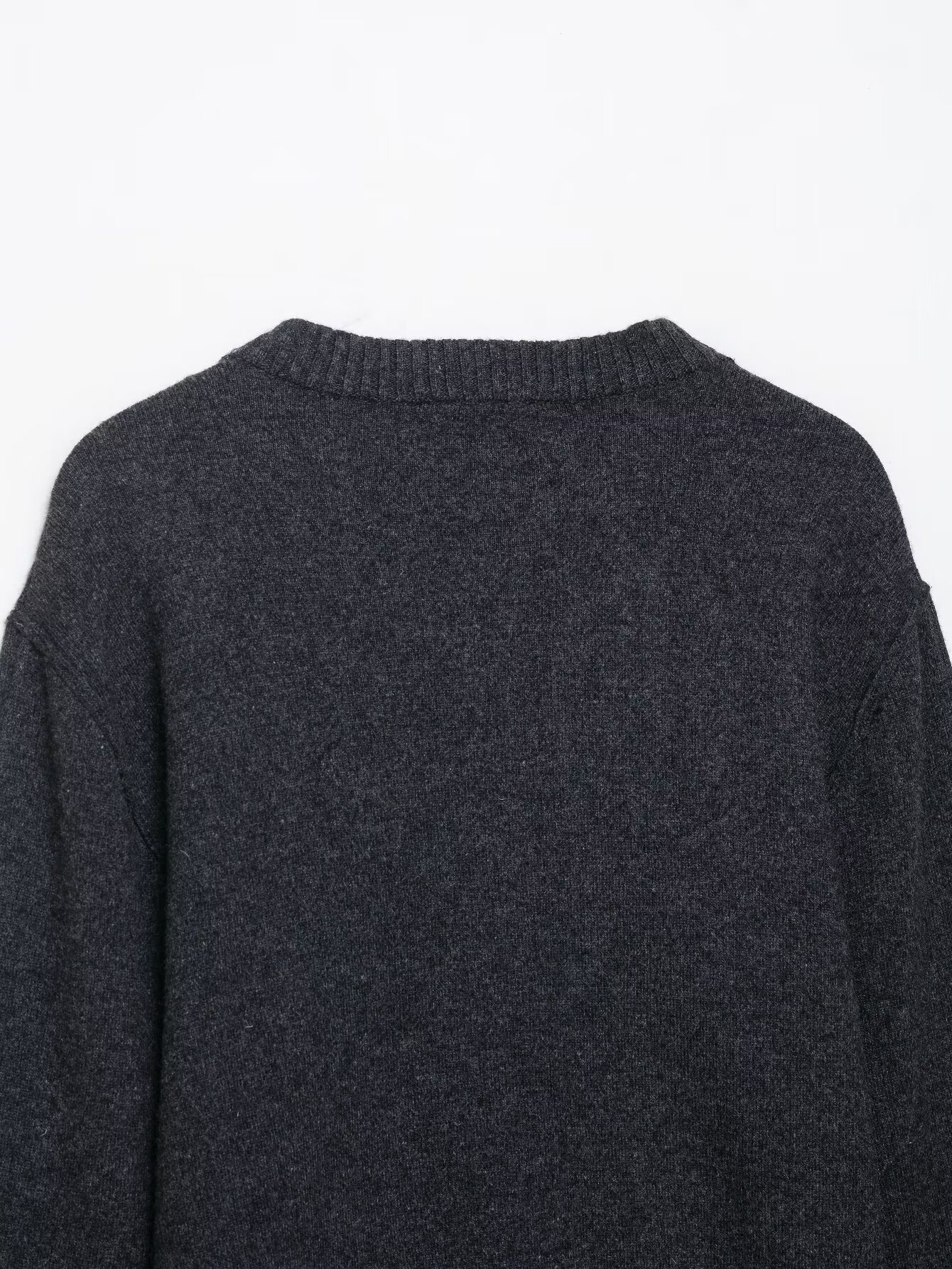 Crew Neck Full Sleeve Button Front Polyester Sweater