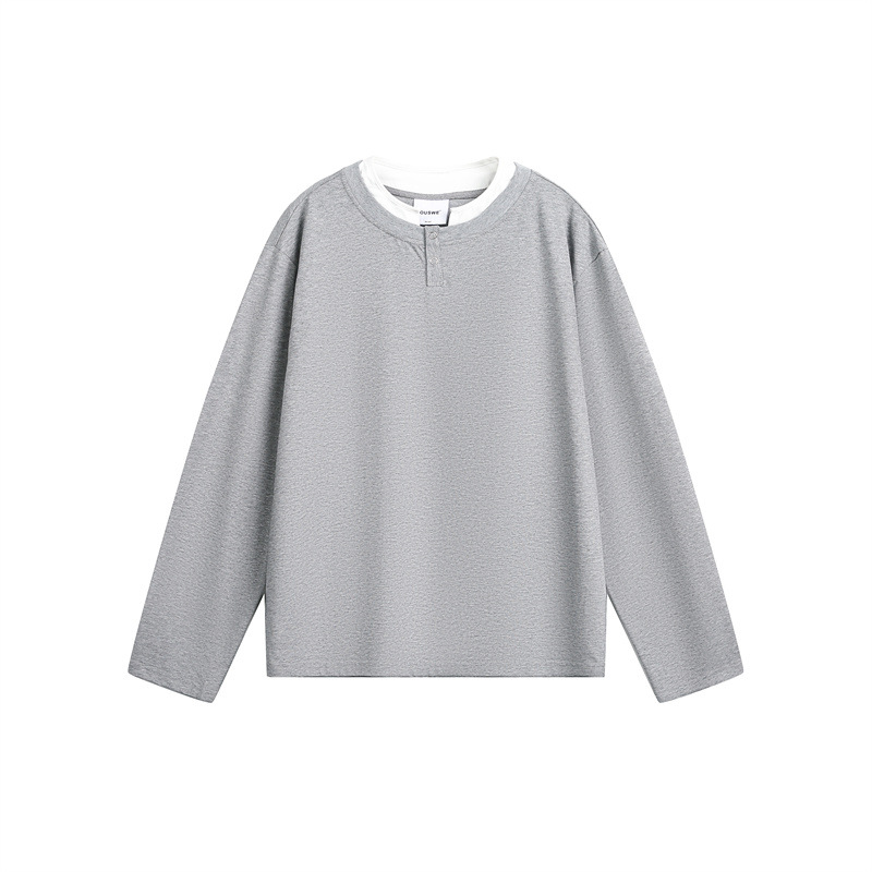 Layered Button Placket Cotton Blend Shirt