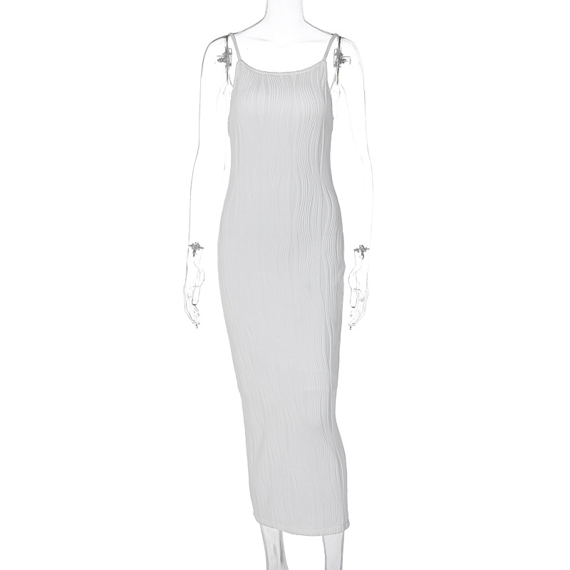 Open Back Sleeveless Collarless Polyester Mid Waist Dress