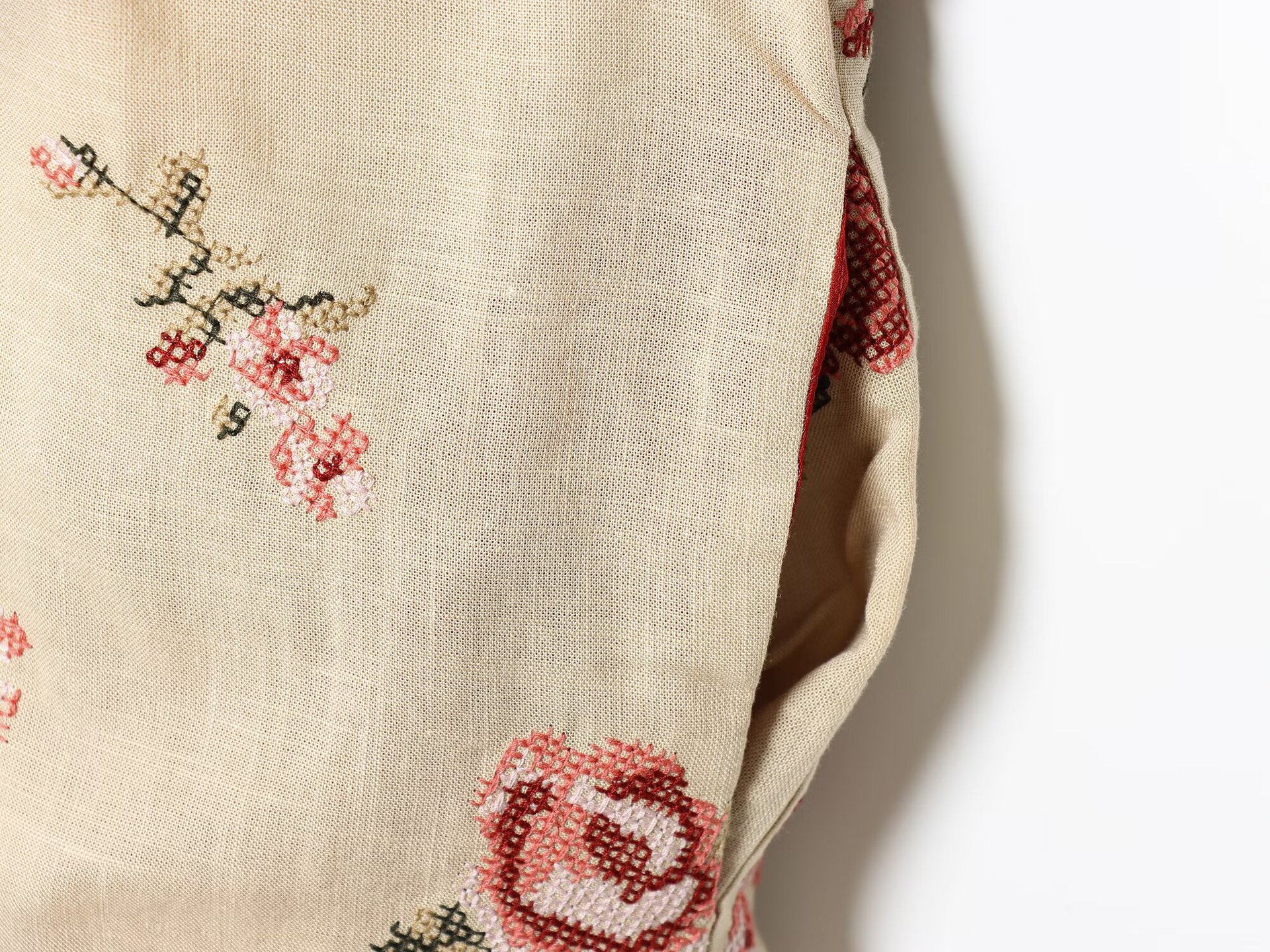 Flower embroidery V-neck long sleeved cotton jacket
