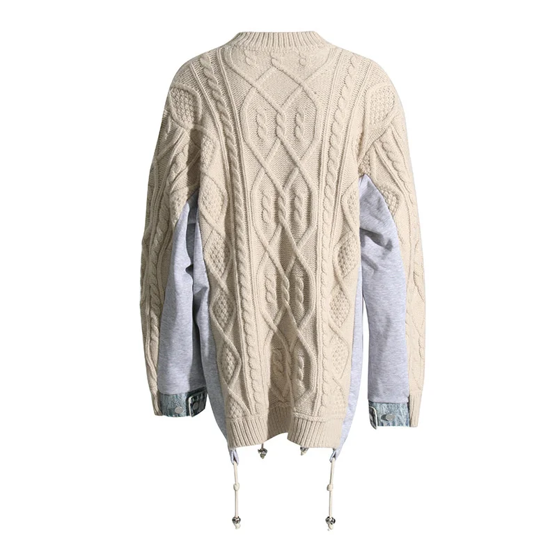 Ladies Oversized Cotton Collet Asymmetric Sweater