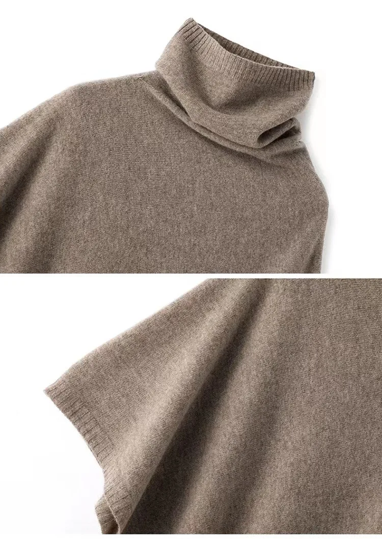 Wool Dolman Mock Neck Cape