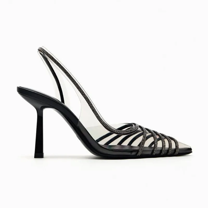Women High Heels Slingback Stiletto Luxury Brand Pointed Wedding Bride Shoes Ladies Pumps Elegant