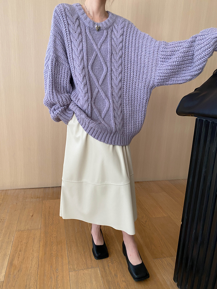 Relaxed Fit Solid Long Sleeve Sweater