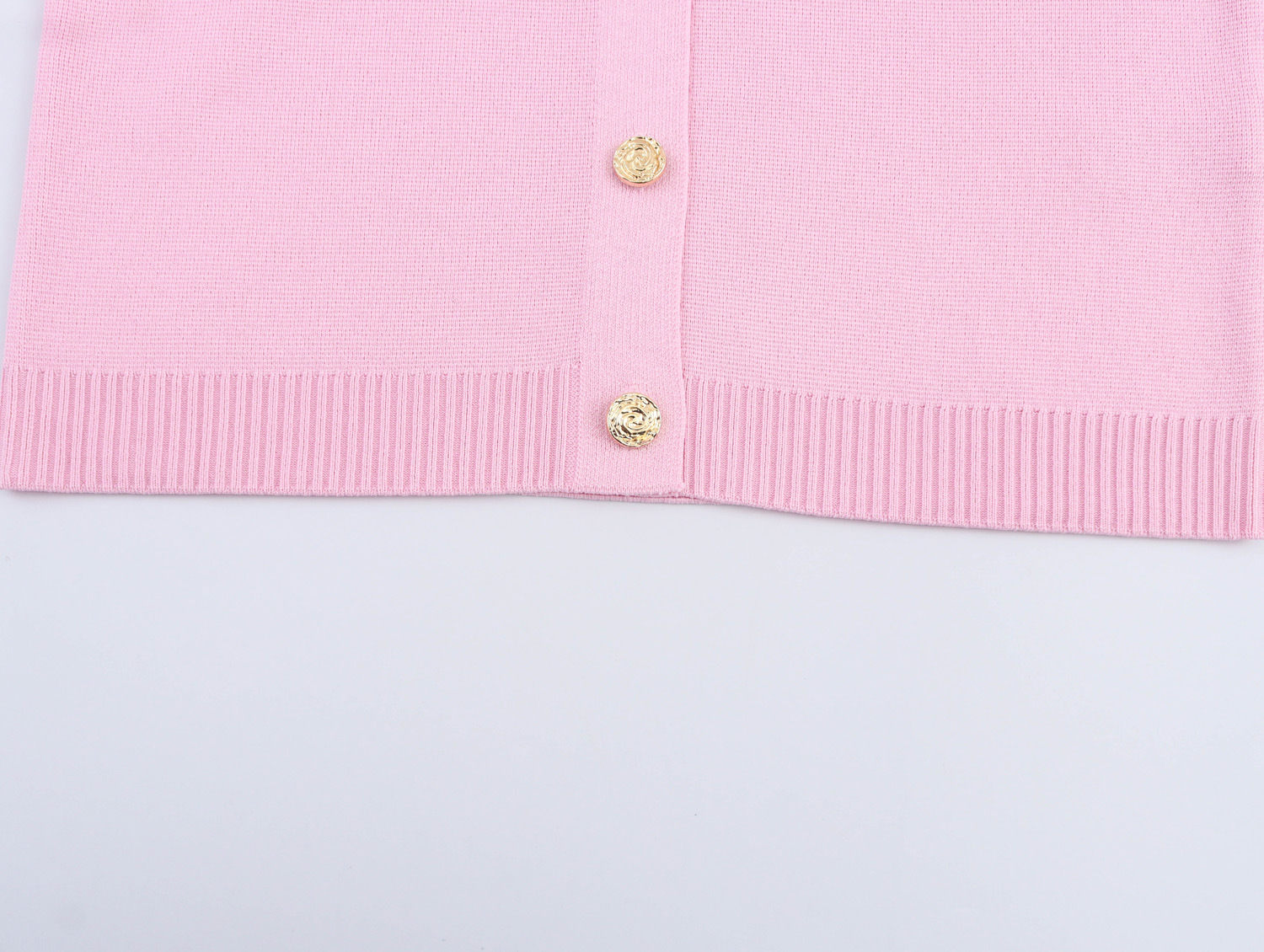 Round neck short sleeved button up knitted sweater top for women