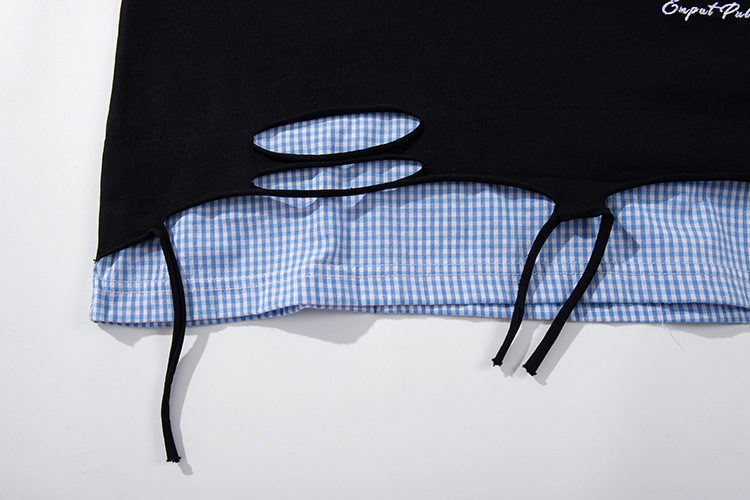 Oversized American Cotton Letter Layered Button-Down Guy's Tee