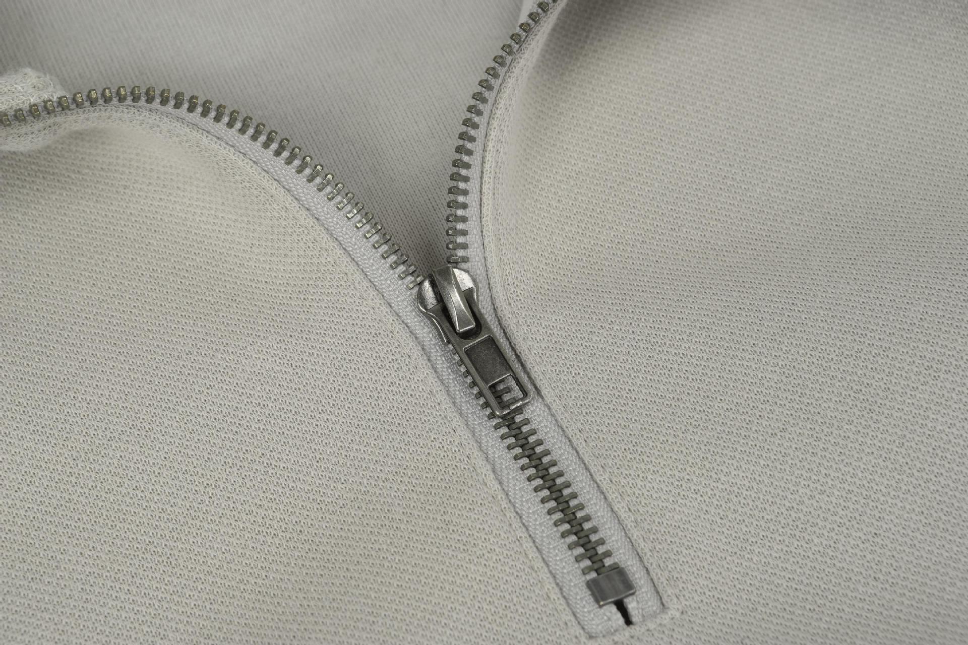 Vintage Workwear Slit Hem Zipper Hoodie