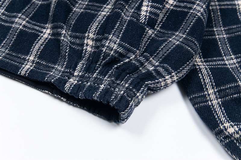 Retro Stitched Gingham Cotton Reversible Full-Sleeve Jacket