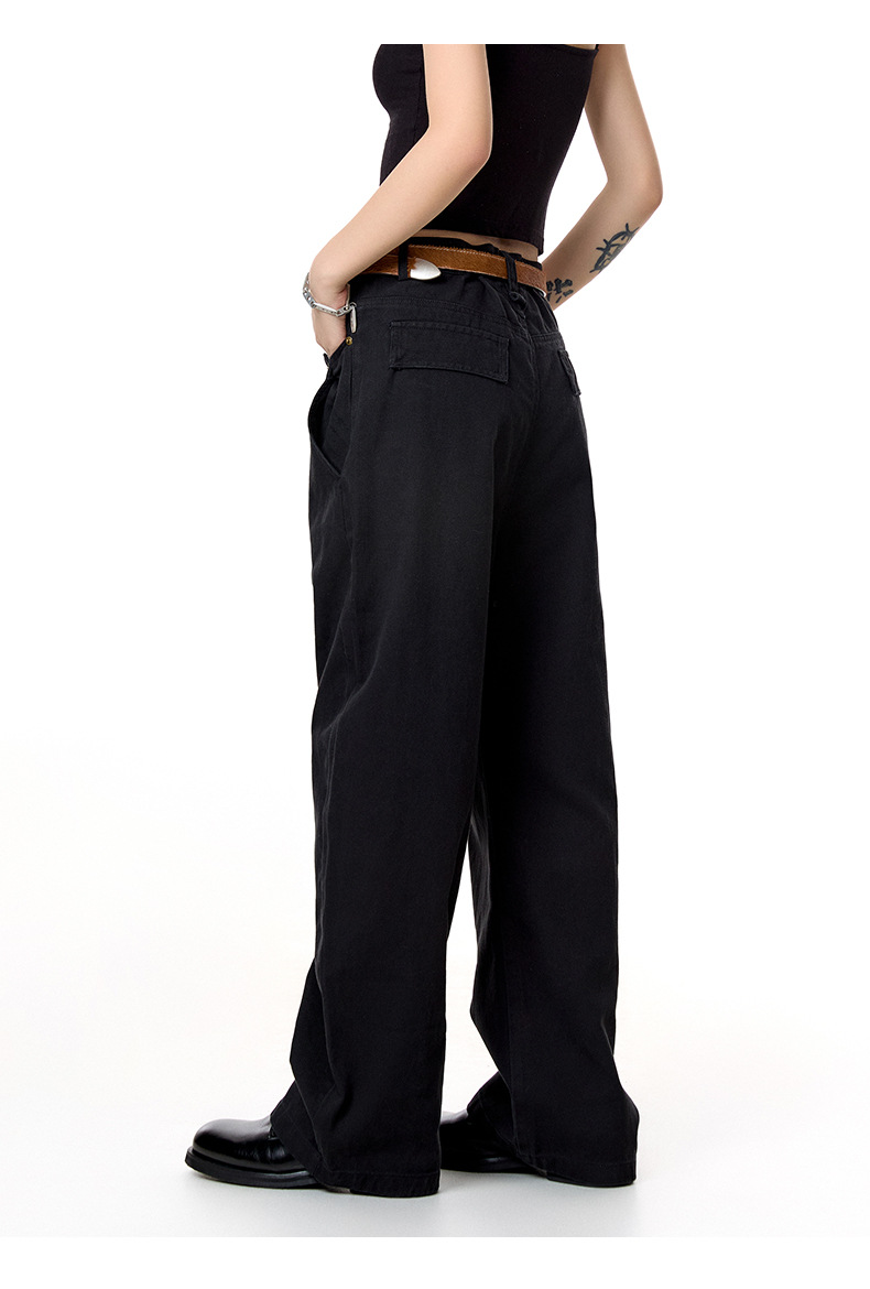 Men's Double Waist Fake Two-Piece Casual Pants Straight Loose Long Pants