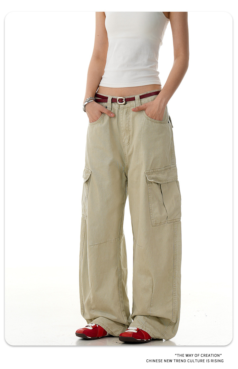 Curved Knife Work Pants for Men and Women Loose Casual Multi-Pocket Trendy Long Pants