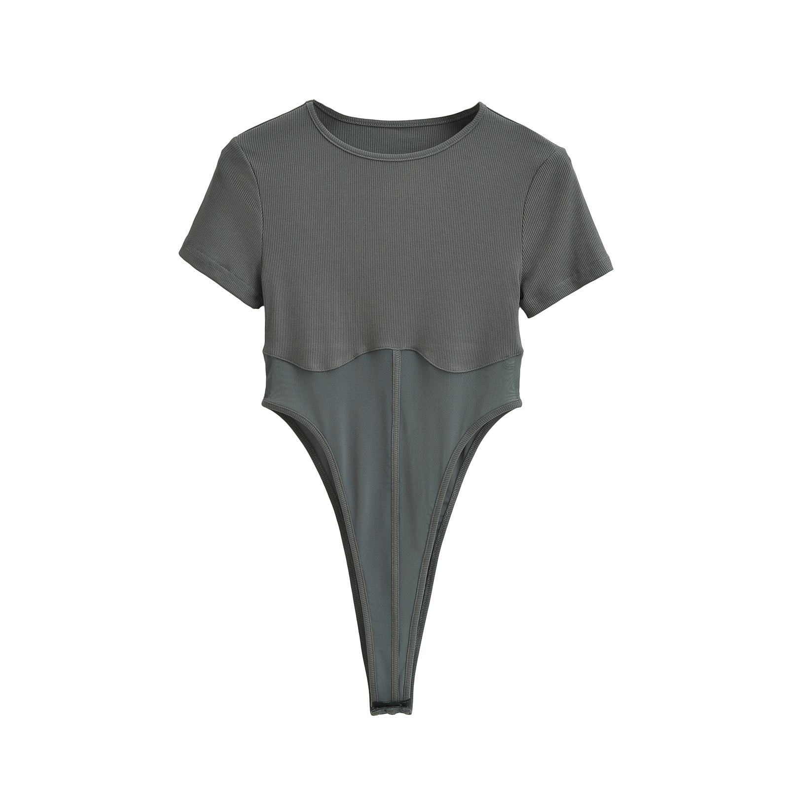 Spandex Three-Quarter Sleeve Side Cutout Sheer Panel Jumpsuit