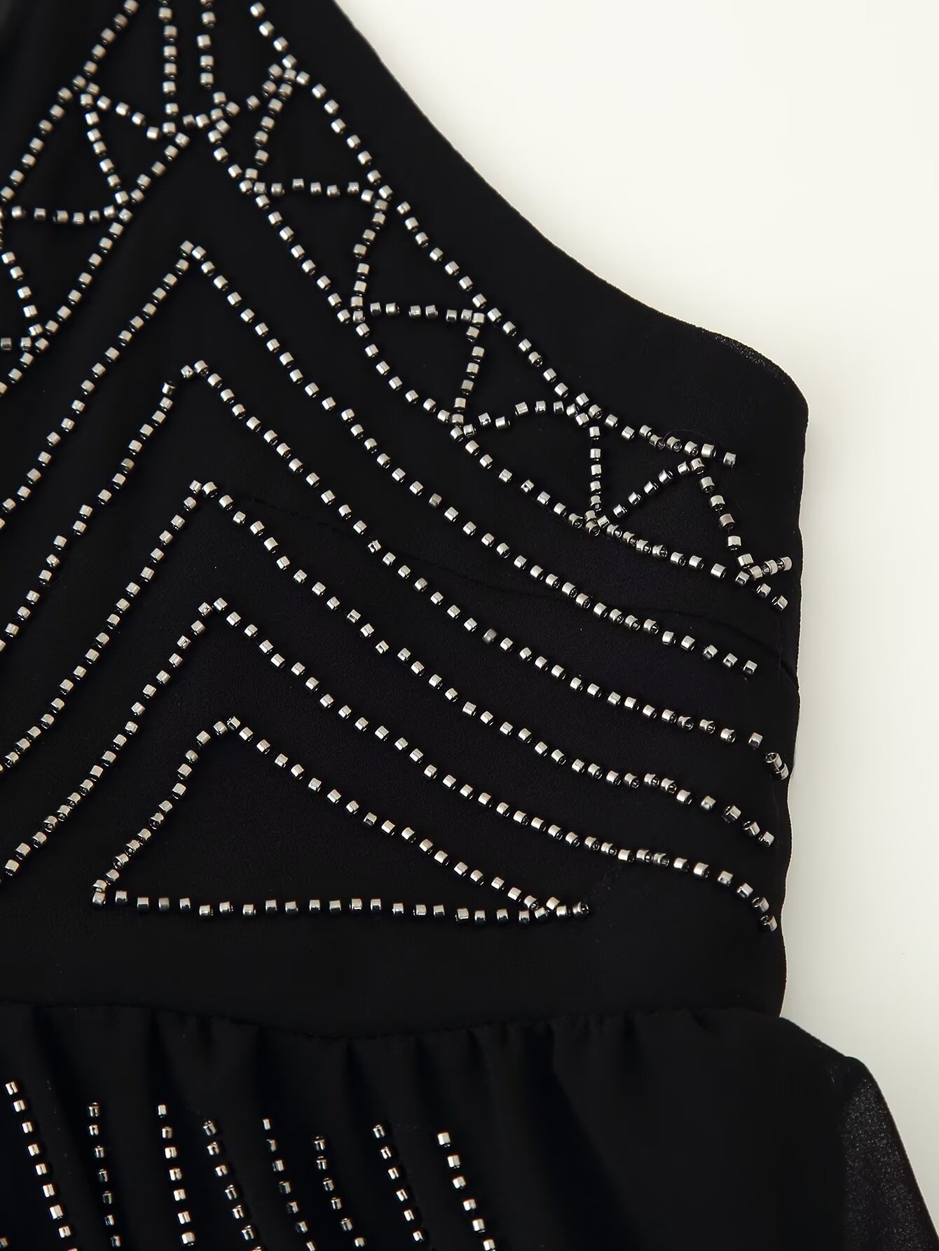 Charcoal Polyester Plunge Front Embellished Vest