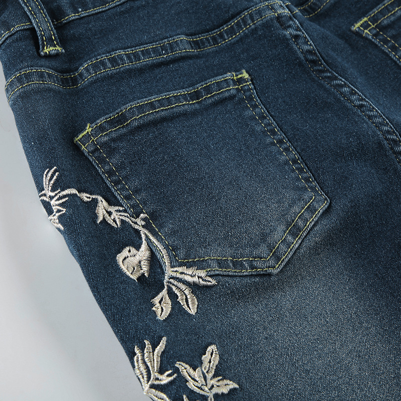 Rose embroidery retro gradient niche spicy jeans