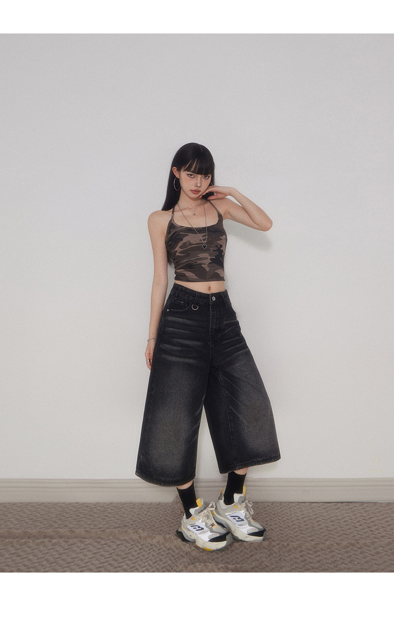 Women's Pants Loose Casual Slimming Pear-Shaped Denim Mid-Length Trousers
