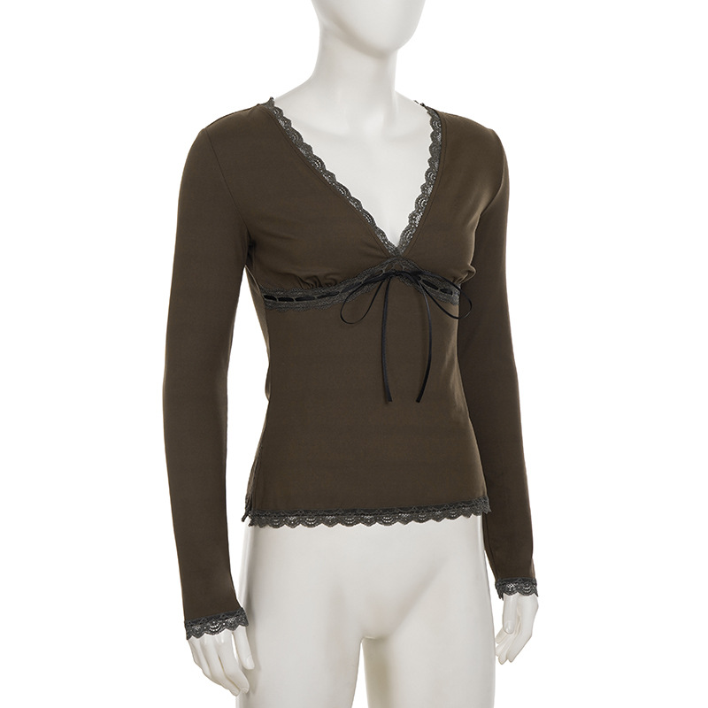 Brushed Milk Silk Cinched Plunging Top
